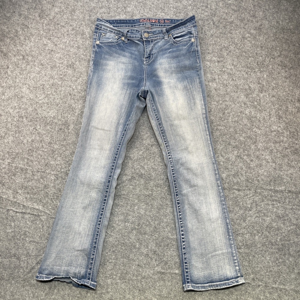 Womens Y2K Rebel & Soul Blingy Grunge Flare Jeans Size 16 Boot